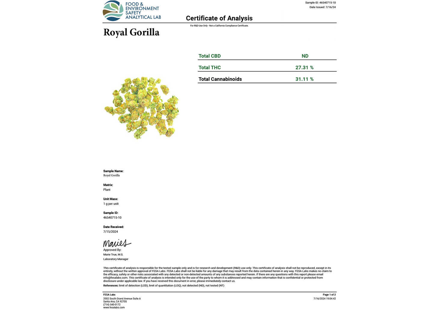 Royal Gorilla THCA Flower