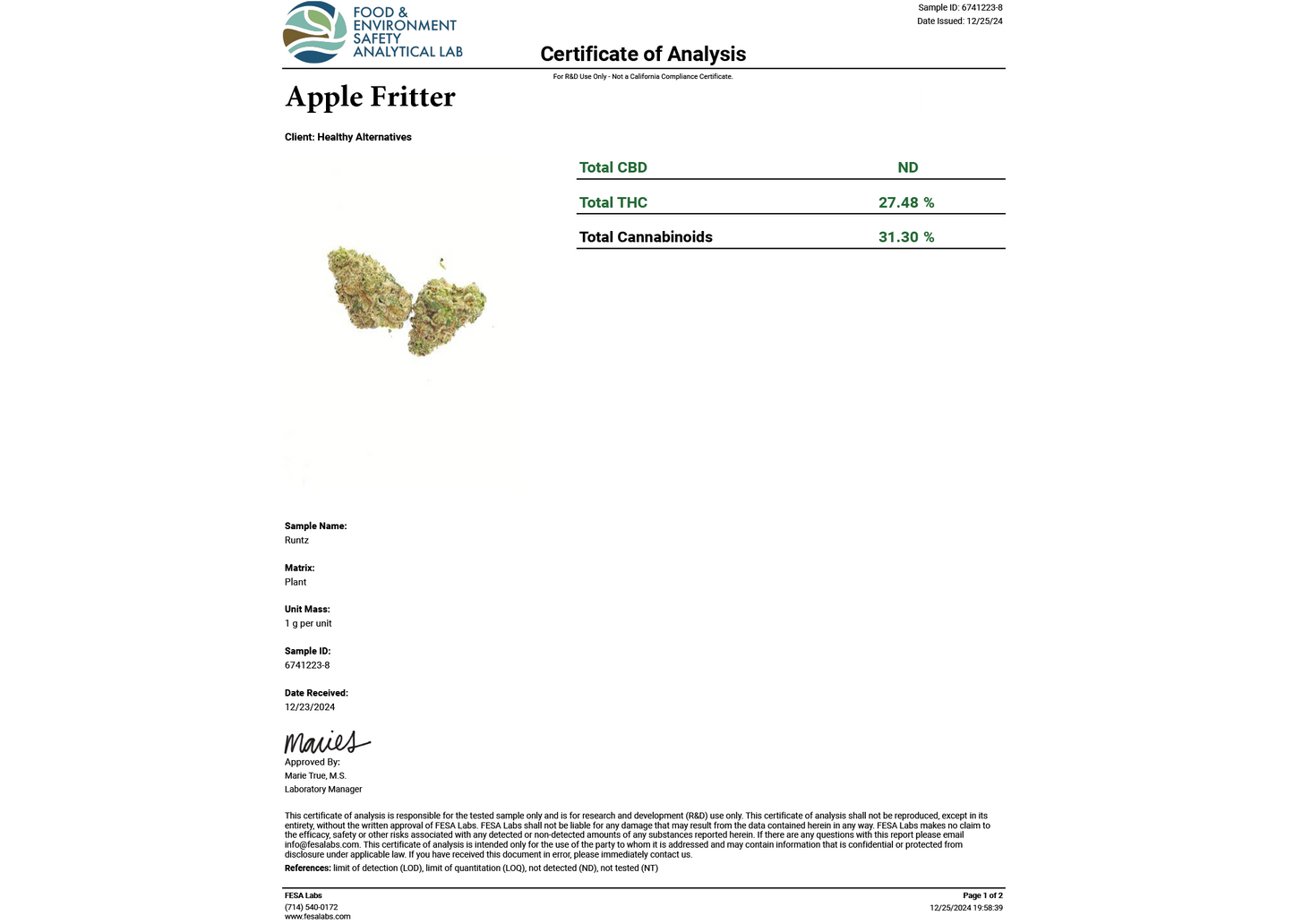 Apple Fritter Exotic THCA Flower