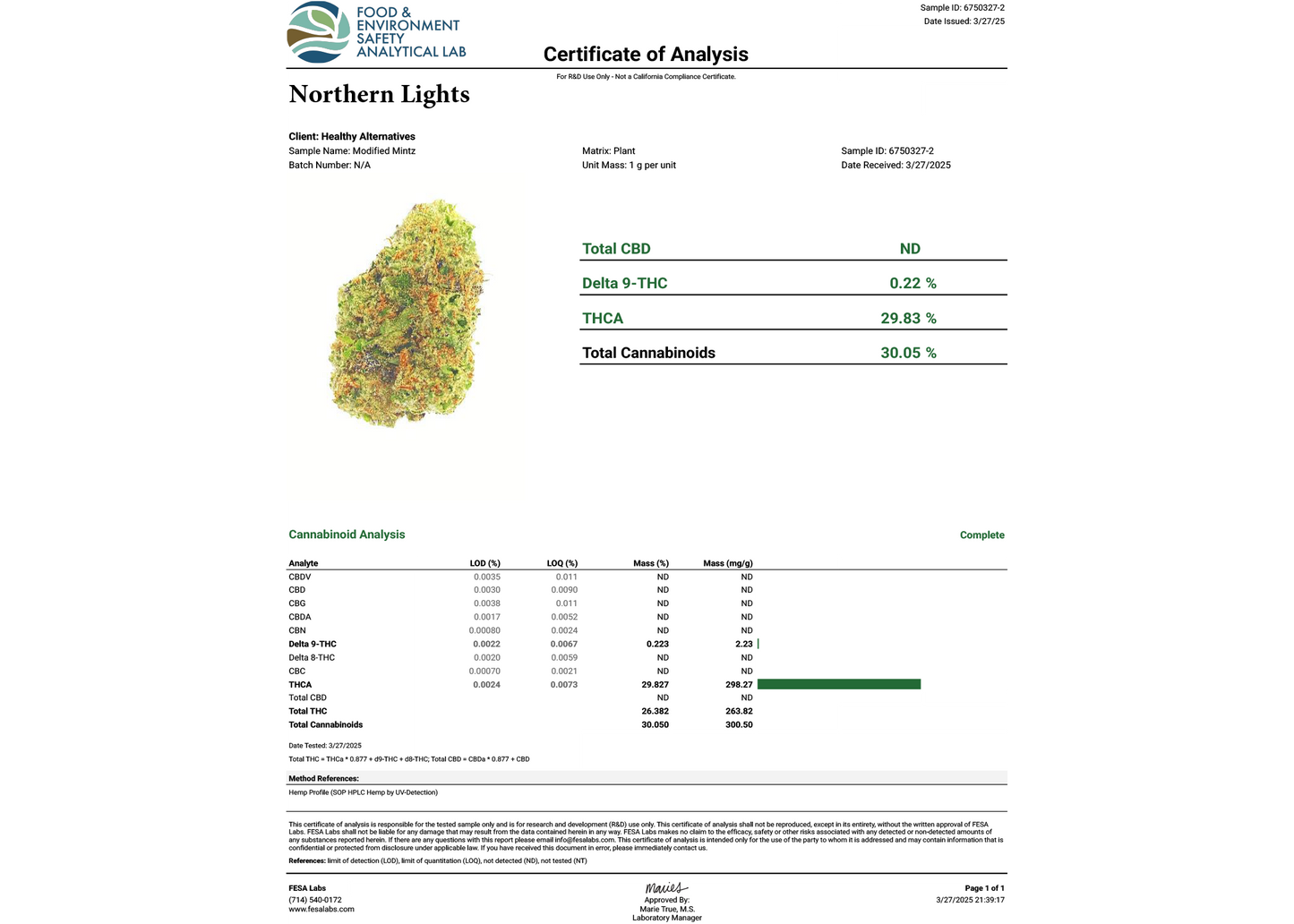 Northern Lights Exotic THCA Flower