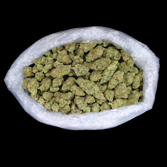Candy Gas THCA flower in an open bulk bag