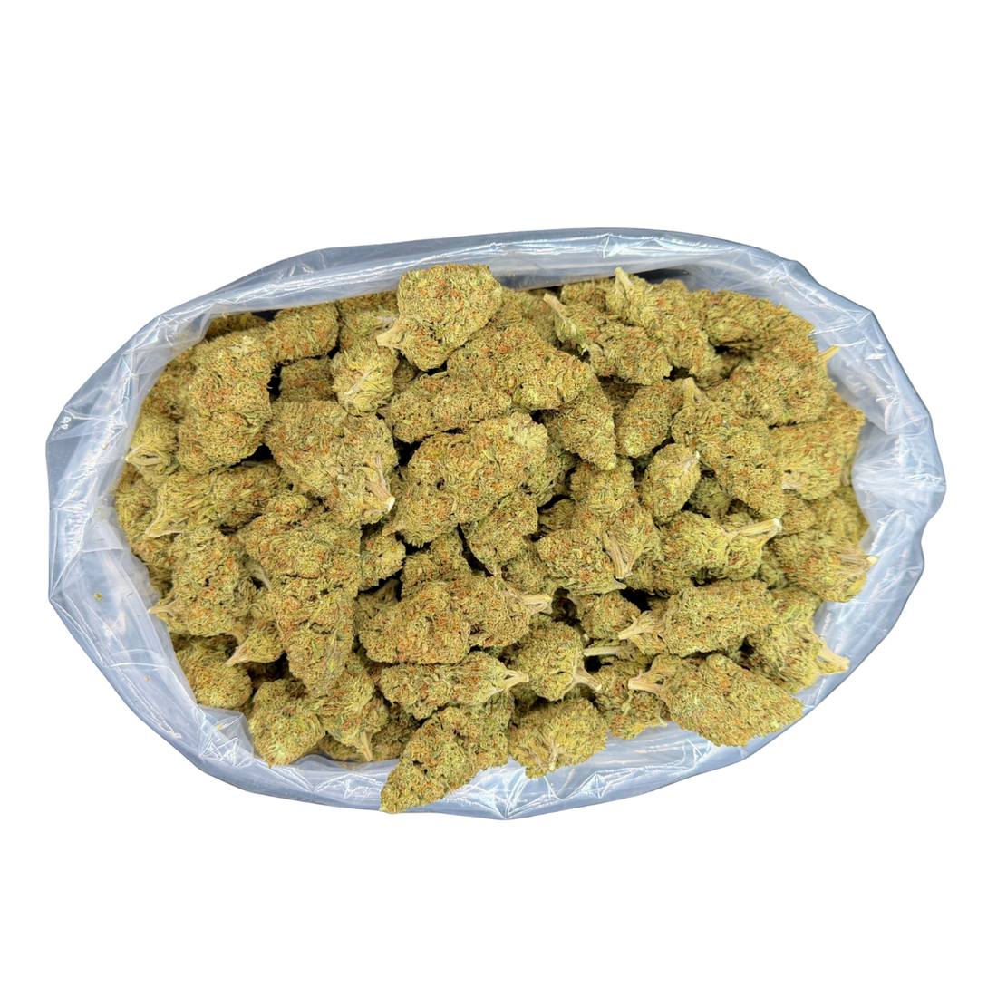 An open bulk bag of THCA flower