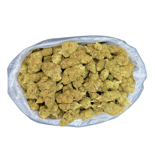 An open bulk bag of THCA flower